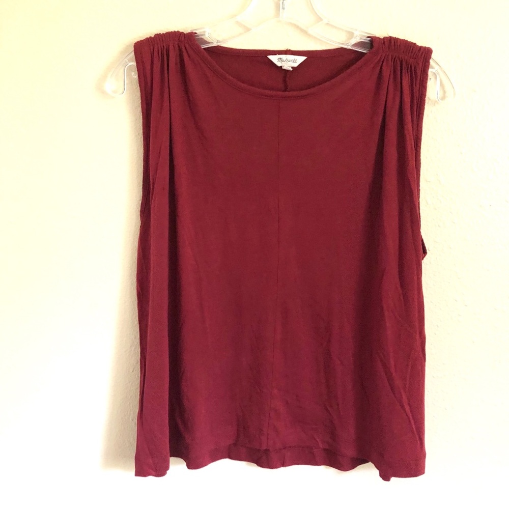 Large Madewell Ruched Shoulder Tank Rust Color - Picture 4 of 10